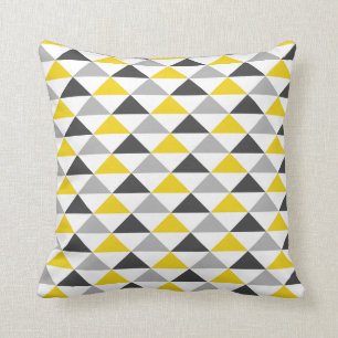Coussin Carreau jaune et gris de motif de triangle