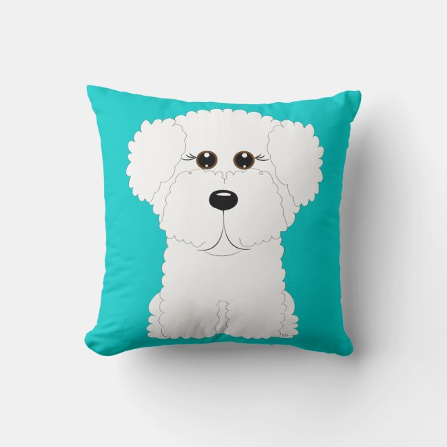 Coussin Carreau lunatique et mignon de Bichon Frise (Recto)