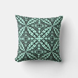 Coussin Carreau marocain - bleu aqua et noir