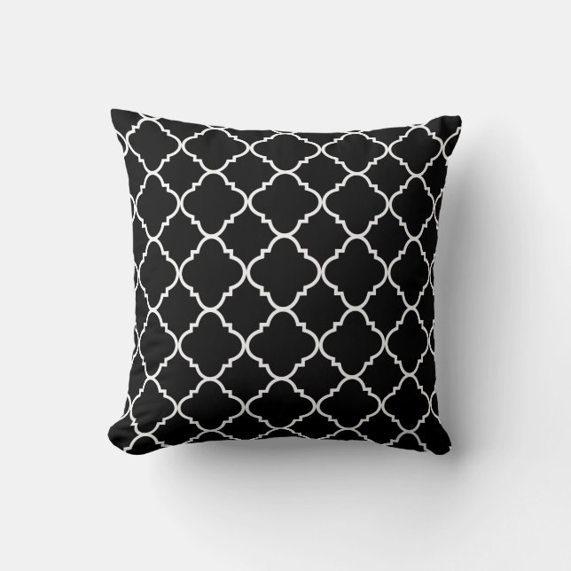 Coussin Carreau marocain noir et blanc (Recto)