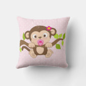 Coussin Carreau mignon de pois de rose de singe de bébé (Verso)