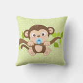 Coussin Carreau mignon de pois de vert de singe de bébé (Verso)
