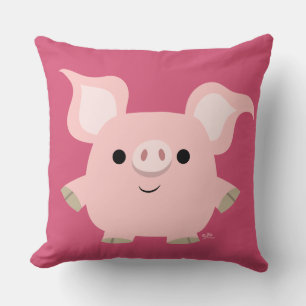 Coussin Carreau mignon de porc de bande dessinée de petit