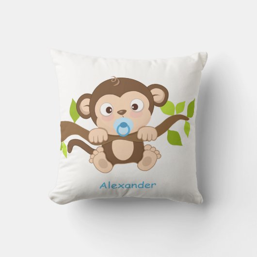 Coussin Carreau mignon de singe de bébé (Recto)