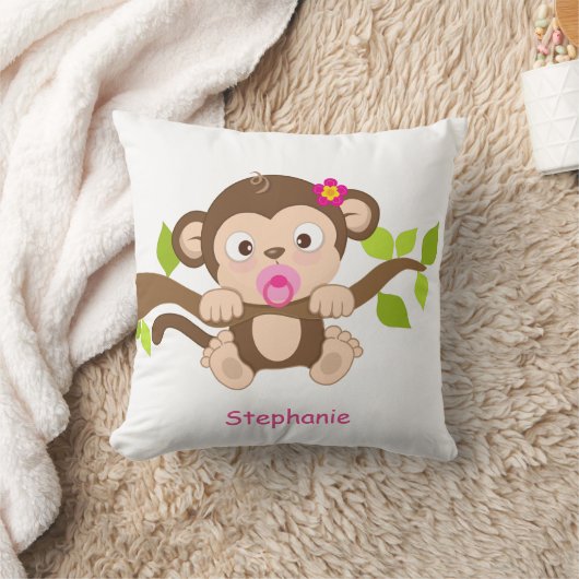 Coussin Carreau mignon de singe de bébé (Couverture)