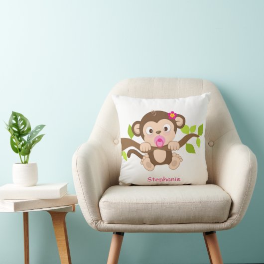 Coussin Carreau mignon de singe de bébé (Chaise)