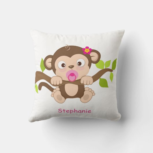 Coussin Carreau mignon de singe de bébé (Verso)