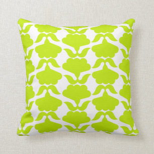 Coussin Carreau moderne chic de damassé de vert et de