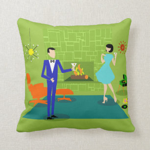 Coussin Carreau moderne de couples de la moitié du siècl