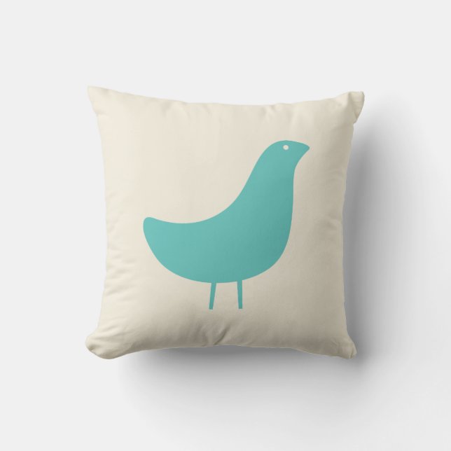 Coussin Carreau moderne d'oiseau de la moitié du siècle en (Recto)