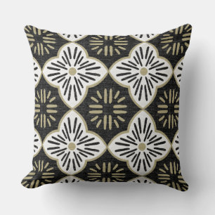 Coussin Carreau motif graphique casablanca en noir et blan