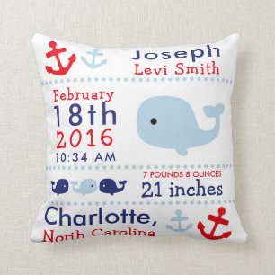 Coussin Carreau nautique de crèche de baleine de stat de