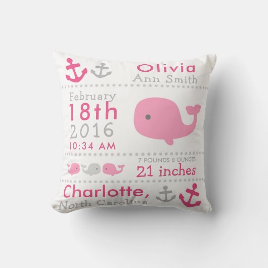 Coussin Carreau nautique de crèche de baleine de stat de (Recto)