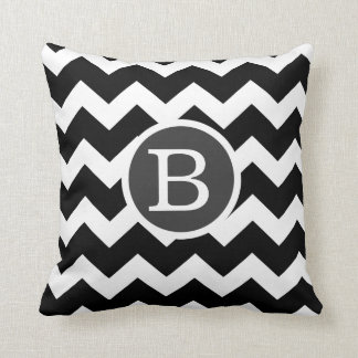Coussin Carreau noir de chevron de zigzag d'abrégé sur