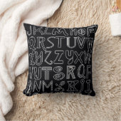 Coussin Carreau noir et blanc d'art d'ensemble d'alphabet (Couverture)