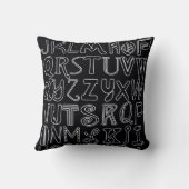 Coussin Carreau noir et blanc d'art d'ensemble d'alphabet (Verso)