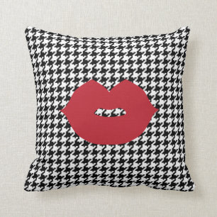 Coussin Carreau noir et blanc de baiser de pied-de-poule