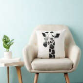 Coussin Carreau noir et blanc de girafe d'animaux de zoo (Chaise)
