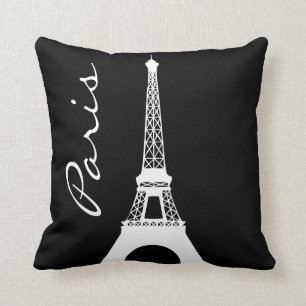 Coussin Carreau noir et blanc de Paris de Tour Eiffel