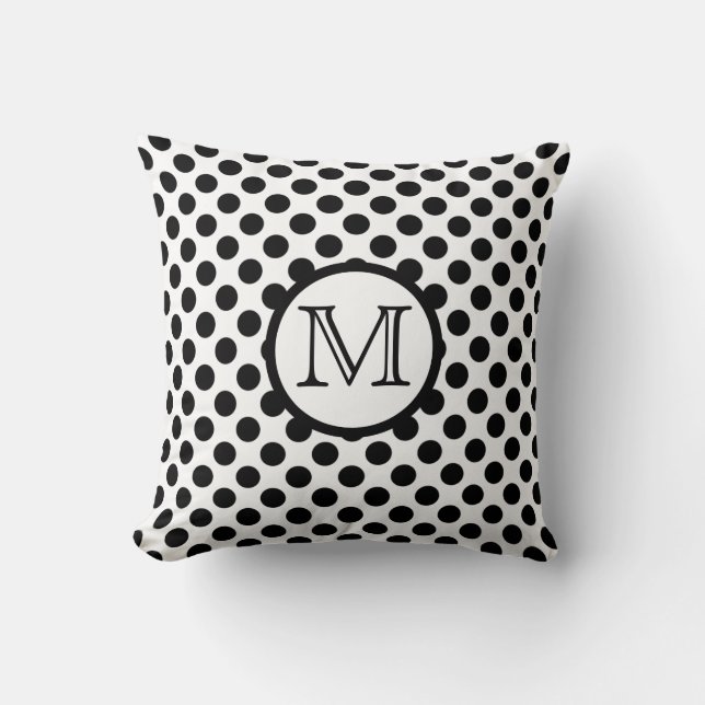 Coussin Carreau noir et blanc de point de polka de (Recto)