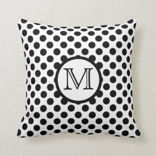 Coussin Carreau noir et blanc de point de polka de