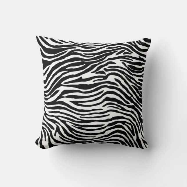Coussin carreau noir et blanc de rayure de zèbre (Recto)