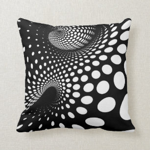Coussin Carreau noir et blanc moderne d'art