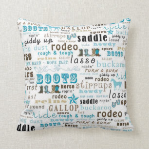 Coussin Carreau occidental de MoJo de turquoise d'art de