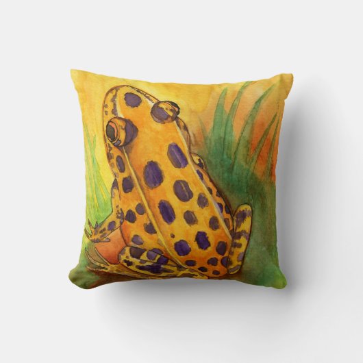 Coussin Carreau orange de grenouille de léopard (Recto)