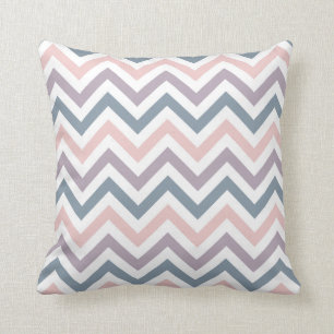 Coussin Carreau {pêche, lavande et denim} de Chevron