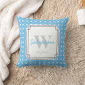 Coussin Carreau personnalisé de bébé modelé par bleu (Couverture)