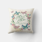 Coussin Carreau personnalisé de mariage de guirlande de (Verso)