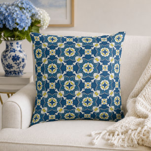 Coussin Carreau portugais bleu méditerranéen