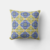 Coussin Carreau Portugais Jaune Bleu (Recto)