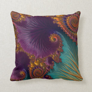 Coussin Carreau pourpre/Brown d'art de fractale