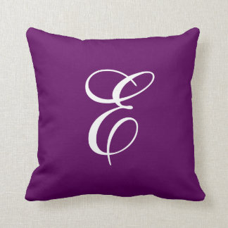 Coussin Carreau pourpre et blanc élégant de monogramme
