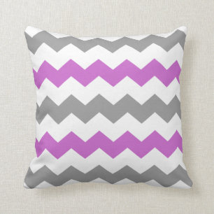Coussin Carreau pourpre et gris de Chevron