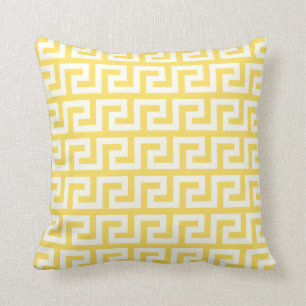 Coussin Carreau principal grec jaune