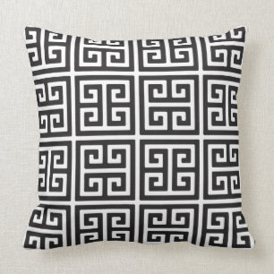 Coussin Carreau principal grec noir et blanc de conception
