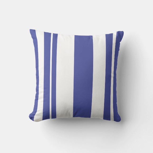 Coussin Carreau rayé blanc et bleu (Recto)