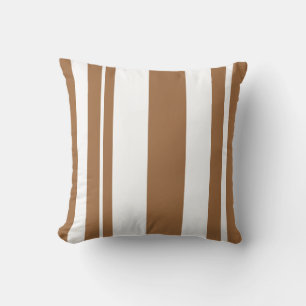 Coussin Carreau rayé blanc et Brown