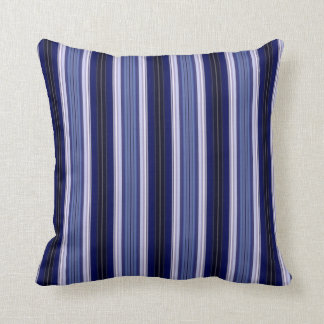 Coussin Carreau rayé de noir, bleu et blanc