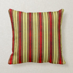 Coussin Carreau rayé élégant de rouge et d'or