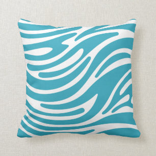 Coussin Carreau - rayures modernes de zèbre (Teal)