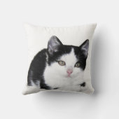 Coussin Carreau réfléchi blanc noir de chaton (Verso)