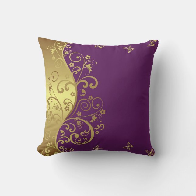 Coussin Carreau--Remous rouges de violette et d'or (Recto)