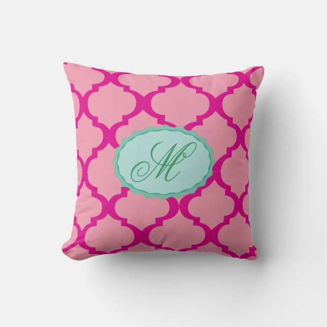 Coussin Carreau rose de monogramme (Recto)