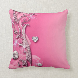 Coussin Carreau rose élégant de diamants roses