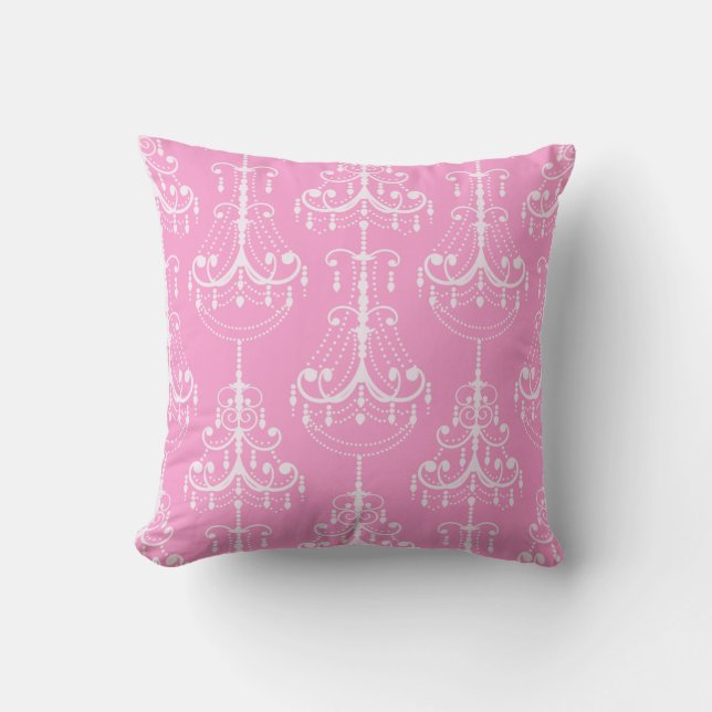 Coussin Carreau rose et blanc moderne chic de lustre (Recto)