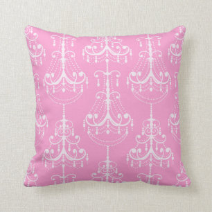 Coussin Carreau rose et blanc moderne chic de lustre